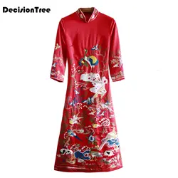 Интригующее шелковое платье чеонгам Новый 2019 платье традиционный Винтаж Китайский для женщин Атлас короткий рукав qipao