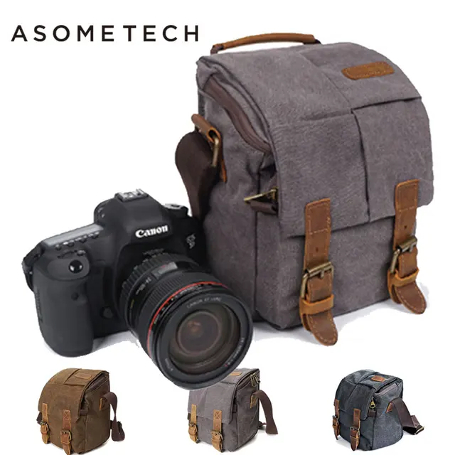Cheap Fashion DSLR Canvas Camera Bag Shoulder Lens Pouch Photographic Photo video bags Travel Backpack For Sony Canon Nikon Olympus