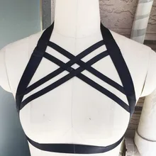 Женское сексуальное нижнее белье эластичная черная обвязка для тела клетка бюстгальтер крест Грудь Жгут бюстгальтер из ремешков шеи вокруг тела жгут бюстгальтер