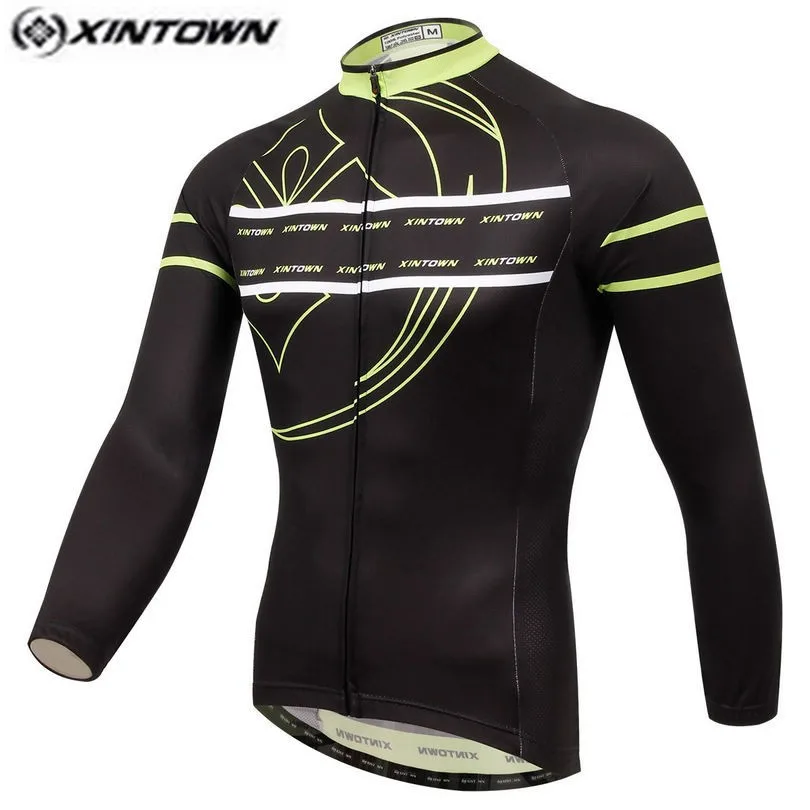 XINTOWN Men Bike Long jersey Black Pro Team Cycling clothing Riding Top