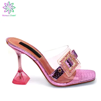 

New Fuchsia Wedding African High Heels Sandals Set Novelty Italian Shoes Nigerian Shoes Possible With Evening Bag Good Quality