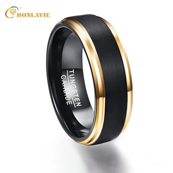 

Party Ring Gold Color Edge Promise Band Men Rings 100% Tungsten Carbide Multi-size Anillos para hombres Pierscienie Wholesale