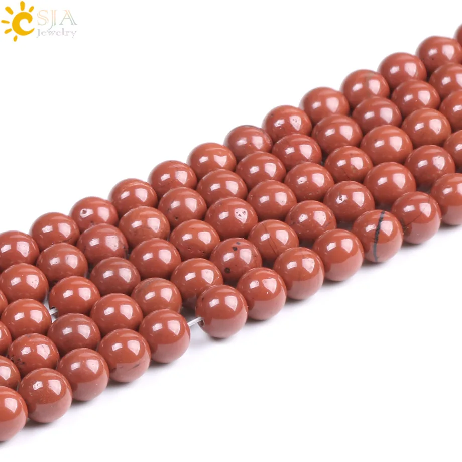 

CSJA Natural Red Stone Loose Stones Beads Round Ball 4 6 8mm Pick Size Fit DIY Necklaces or Bracelets Fashion Charm Jewelry F222