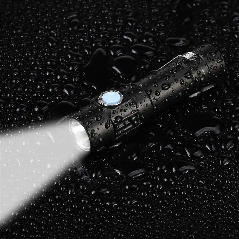 Mini Q5 LED USB Rechargeable Flashlight Torch Lamp Light 3Modes powerful led flashlight laser pointer,use 14500 battery #3S25 (7)