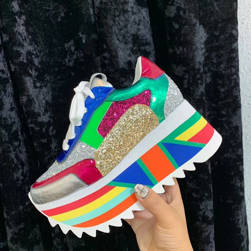 Prova perfetto 2020 Горячие BlingBling Sequins кроссовки на платформе женские разноцветные