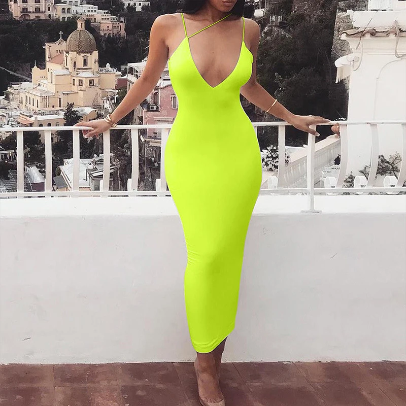 neon yellow club dress