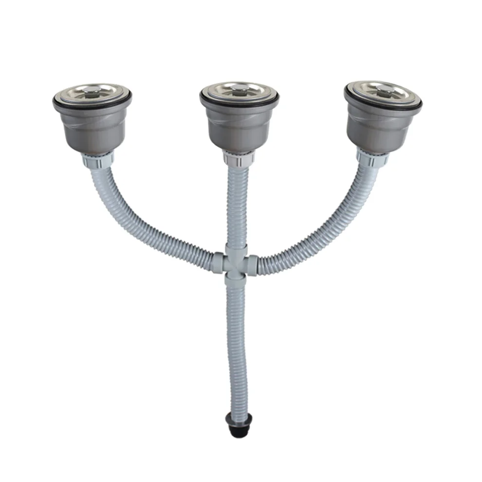  Talea 110mm/114mm Triple Sink strainer wast pipe kit finish filter with drain pipe set Kitchen sink - 32932747592