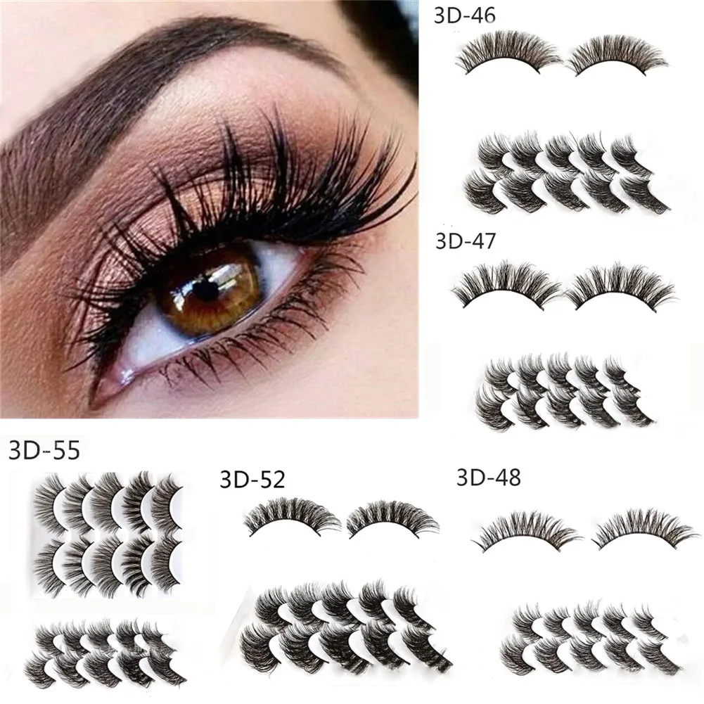 

3D Mink Eyelashes 5 Pairs Natural False Fake Long Thick Handmade Lashes Makeup