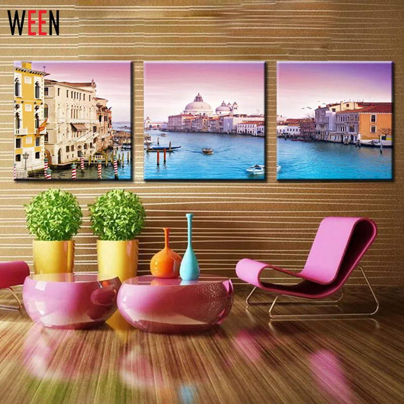 

3 Piece Cuadros Home Decorative Wall Painting Venice Water City Landscape Art Picture Prints On Canvas Painting (No Frame)