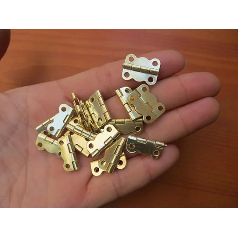 

100Pcs 16*13mm Small Flower Cabinet Door Hinge,Door Metal Hinges For DIY Box,4 Holes Bag Accessory With Screws,Yellow Color