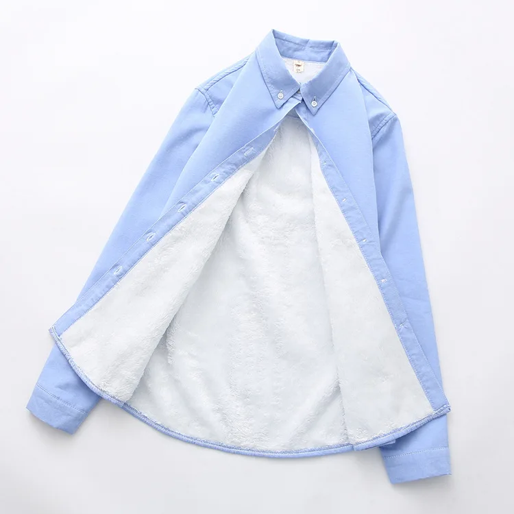  Women's Shirt Autumn Winter Candy Color Berber Fleece Thickening Cotton Blouses Female Lapel Warm B