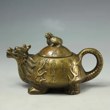 

Collection of Fine Sculpture Handmade Chinese Old Copper Handwork Dragon luck word Tea Pot shipping free