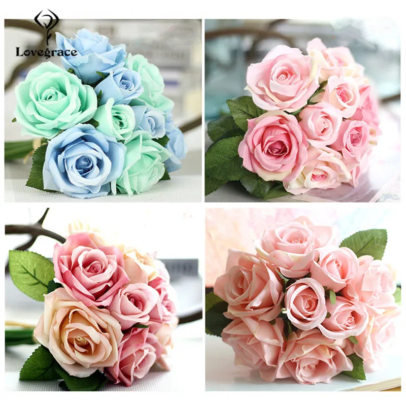 Шелковые розы, свадебный букет для подружек невесты, букет невесты, белые розовые Искусственные цветы, поставка для свадьбы, украшение для дома, Lovegrace