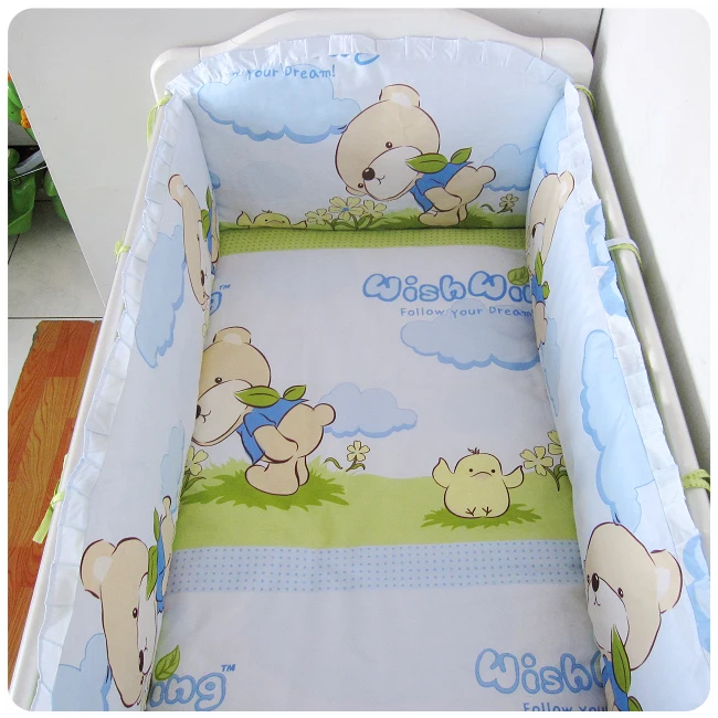 

Promotion! 6PCS Baby cot bedding sets Bed set cot Bed linen for children bumpers Unisex children (bumpers+sheet+pillow cover)