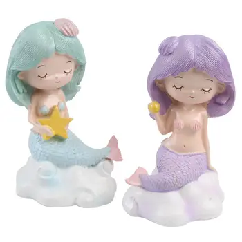 

Cartoon Mermaid Doll Resin Crafts Model Figurines Miniatures Home Room Weeding Decoration Accessories Birthday Gift Kids Toy