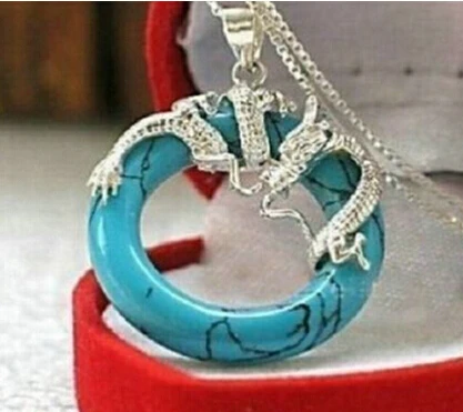 Free shipping &gt&gt@&gt&gt hot sell Silver Superb turquoise dragon pendant necklace | Украшения и аксессуары