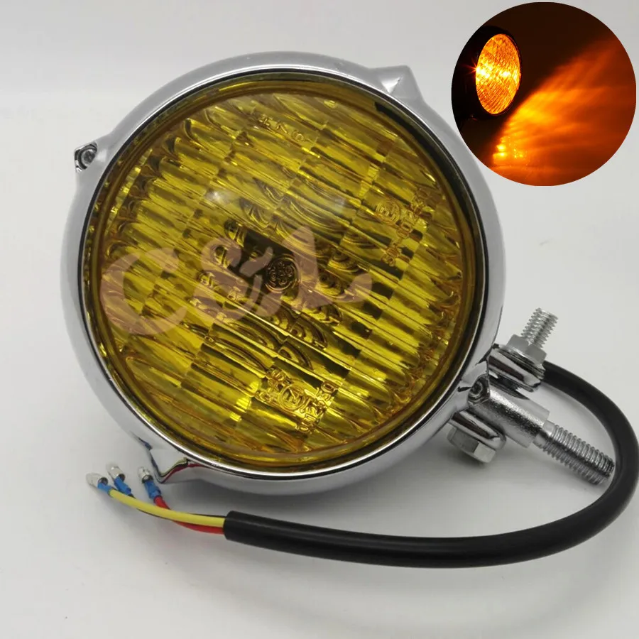 Chrome Polish Vintage Bates Style Motorcycle Head Light Lamp H4