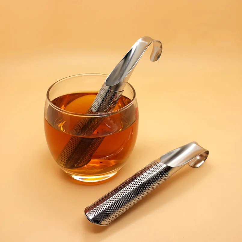 

1PC Stainless Steel Tobacco Pipe Shape Tea Strainer Reusable Loose Leaf Infuser Spice Filter Cup Hanging Style Coffee Teaware