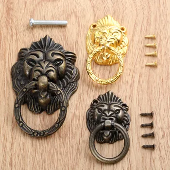 

DRELD 1Pc Antique Bronze/Gold Lion Head Door Furniture Handle Zinc Alloy Cabinet Dresser Drawer Pull Knobs Furniture Hardware