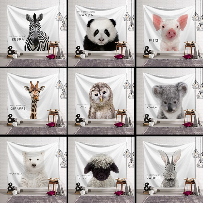 

Cute Animal tapestry wall hanging Bohemian bedspread dorm decor tapestries Shooting background yoga mat Rug Panda Koala Elephant