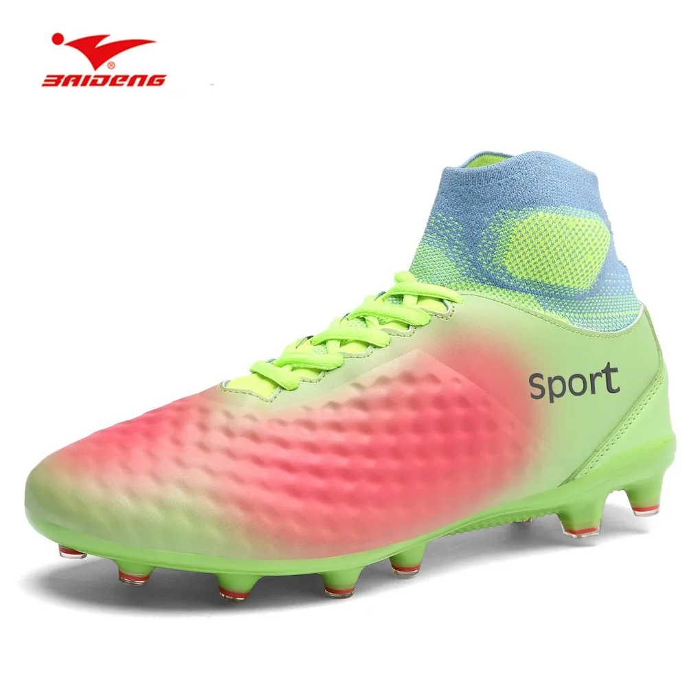 Baideng High Top Soccer Boots Ankle Long Spikes Futsal Soccer Shoes