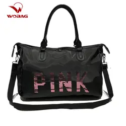 Женская Черная Дорожная сумка, модная розовая сумка на плечо с блестками, женская сумка, женская сумка на выходные, переносная сумка