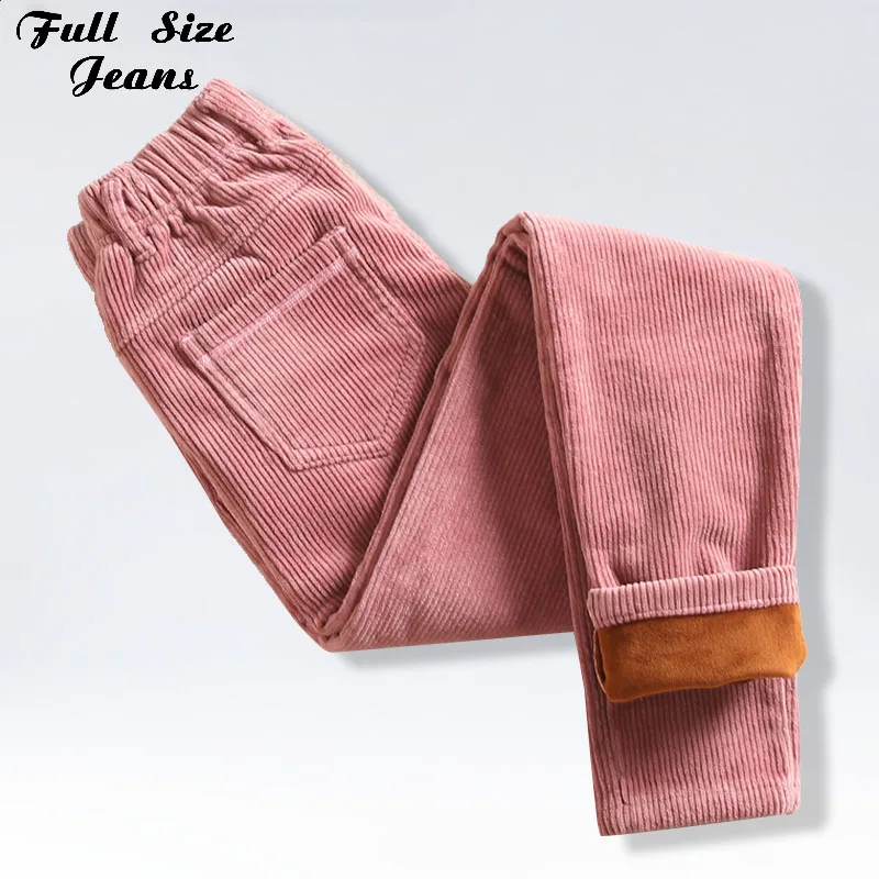 Beste Plus Size Elastische Taille Corduroy Harembroek 3Xl 4Xl Roze Koffie Wijn Rood Winter Losse Casual Broek Hip Broek Met fleece