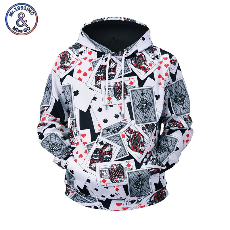 Mr.1991INC Men Hoodies Sweatshirts 3D Printed Playing Card Funny Hip