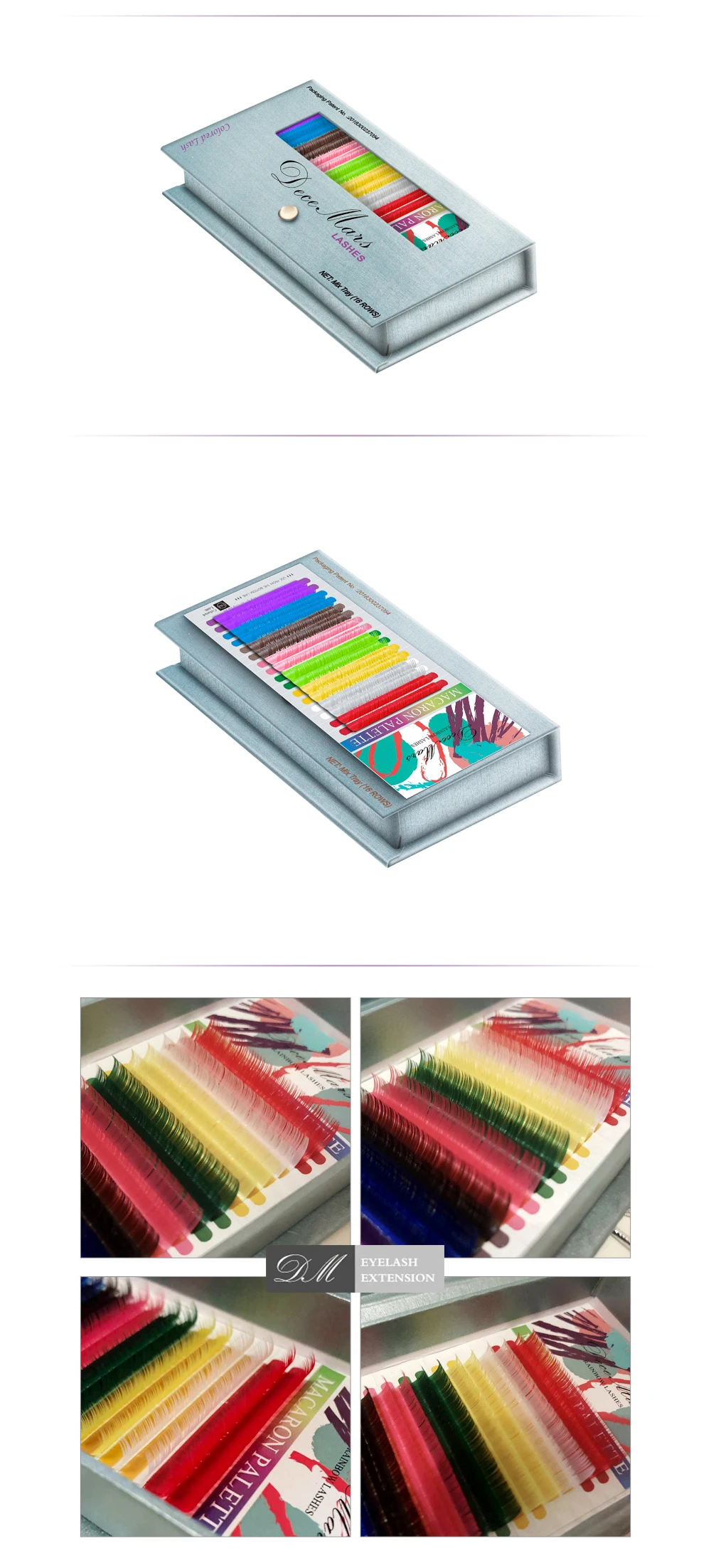 DeceMars, наращивание ресниц, цветные ресницы, 16 линий, один лоток, смешанный цвет, для ресниц, для салонного использования, радужные ресницы для наращивания, s JBCD curl