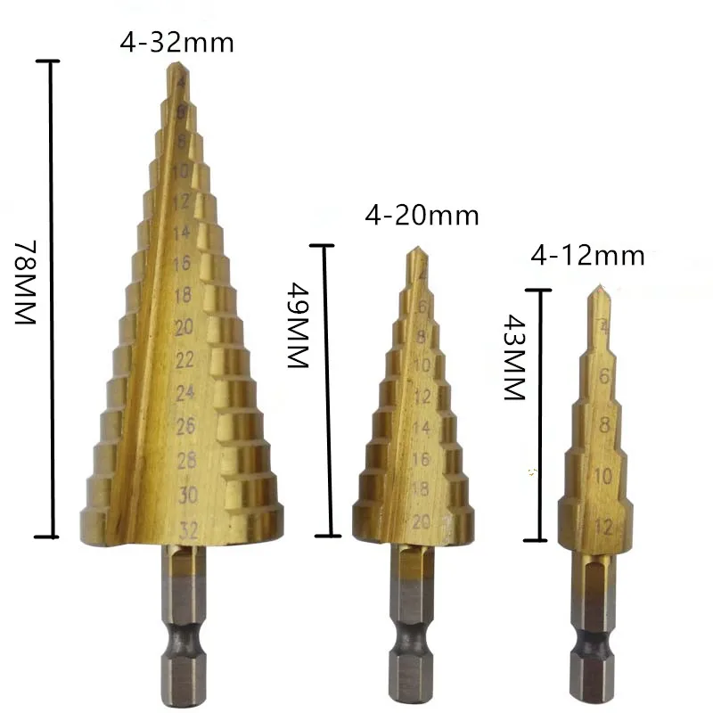 3 шт./компл. Метрическая Спираль Флейта пагода Форма дыра резак 4-12/20/32 мм HSS Сталь конус набор сверл из быстрорежущей стали с Сталь ступенчатая заточка