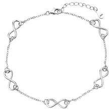 Bella Fashion Real Pure 925 Sterling Silver Infinity Endless Love Bridal Anklet Jewelry For Wedding Women Party Accessory Gift