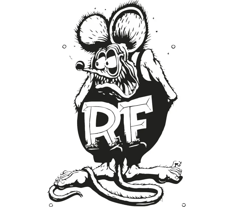 1 шт. черно-белая наклейка Rat Fink ПВХ стикер для автомобиля чемоданчик скейтборда