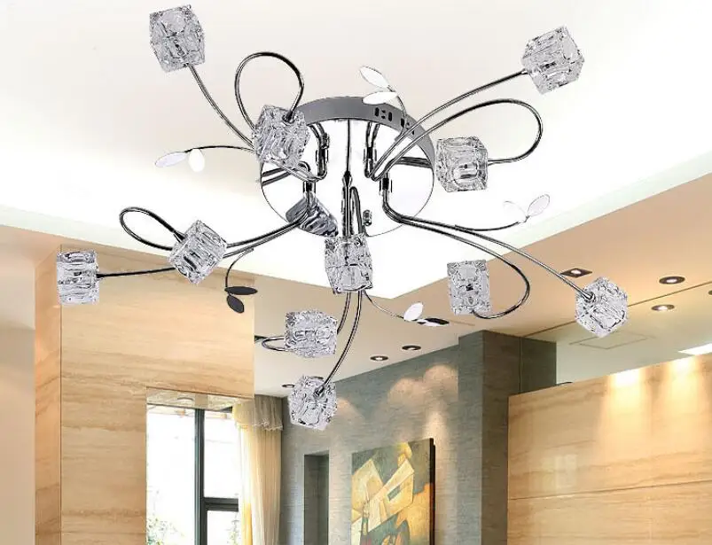 Crystal Box Light Flower Leaf Ceiling Light Decorative ...