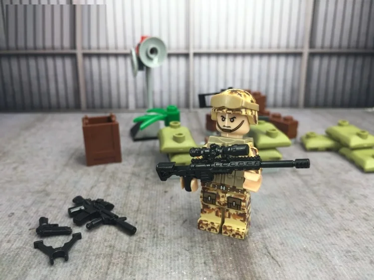 

Camouflage Desert Camouflage military DIY weapon accessories DIY mini figures Building Block Brick original mini figures toy