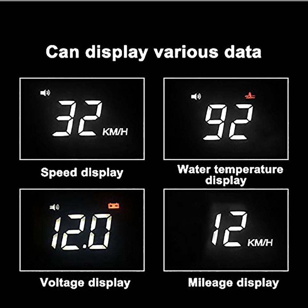 Автомобильный HUD Дисплей OBD2 интерфейс Plug & Play скорость транспортного средства