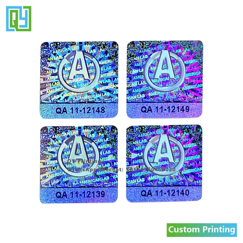10000pcs 15x15mm 무료 배송 사용자 정의 만든 보안 홀로그램 스티커 3D 조작 증명 사용자 지정 숨겨진 된 텍스트 일련 번호 레이블