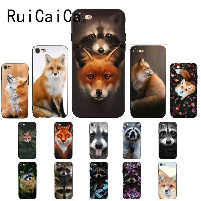Ruicaica животное енот лиса мягкий черный чехол для телефона iPhone X XS MAX 6 6s 7 7plus 8 8Plus 5 5S SE