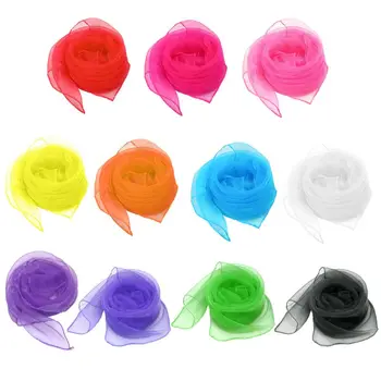 

70x70CM Women Chiffon Square Neck Scarf Sweet Solid Candy Color Lady Ribbon Handkerchief Dancing Vintage Head Wraps 11 Colors