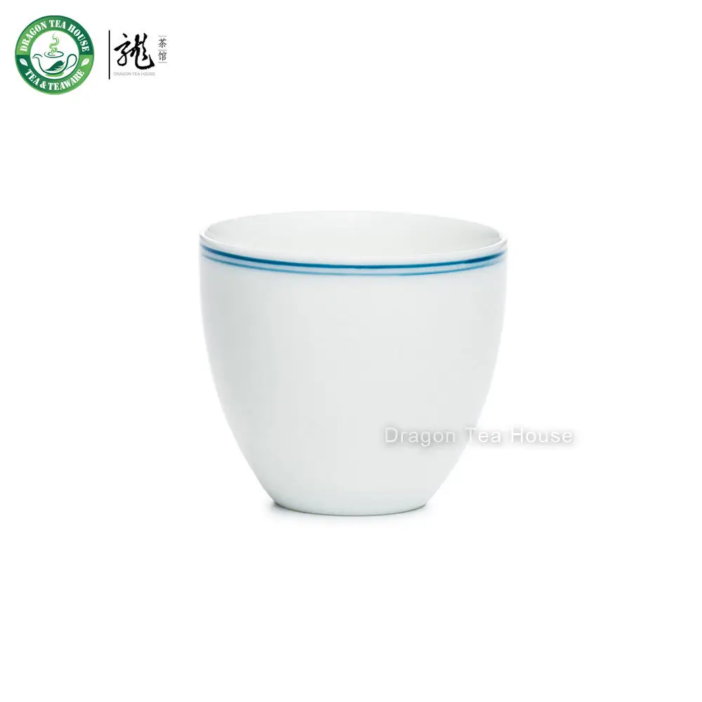 

Double Blue Lines White Small Hand-painted Porcelain Kungfu Tea Cup Teacup 70ml