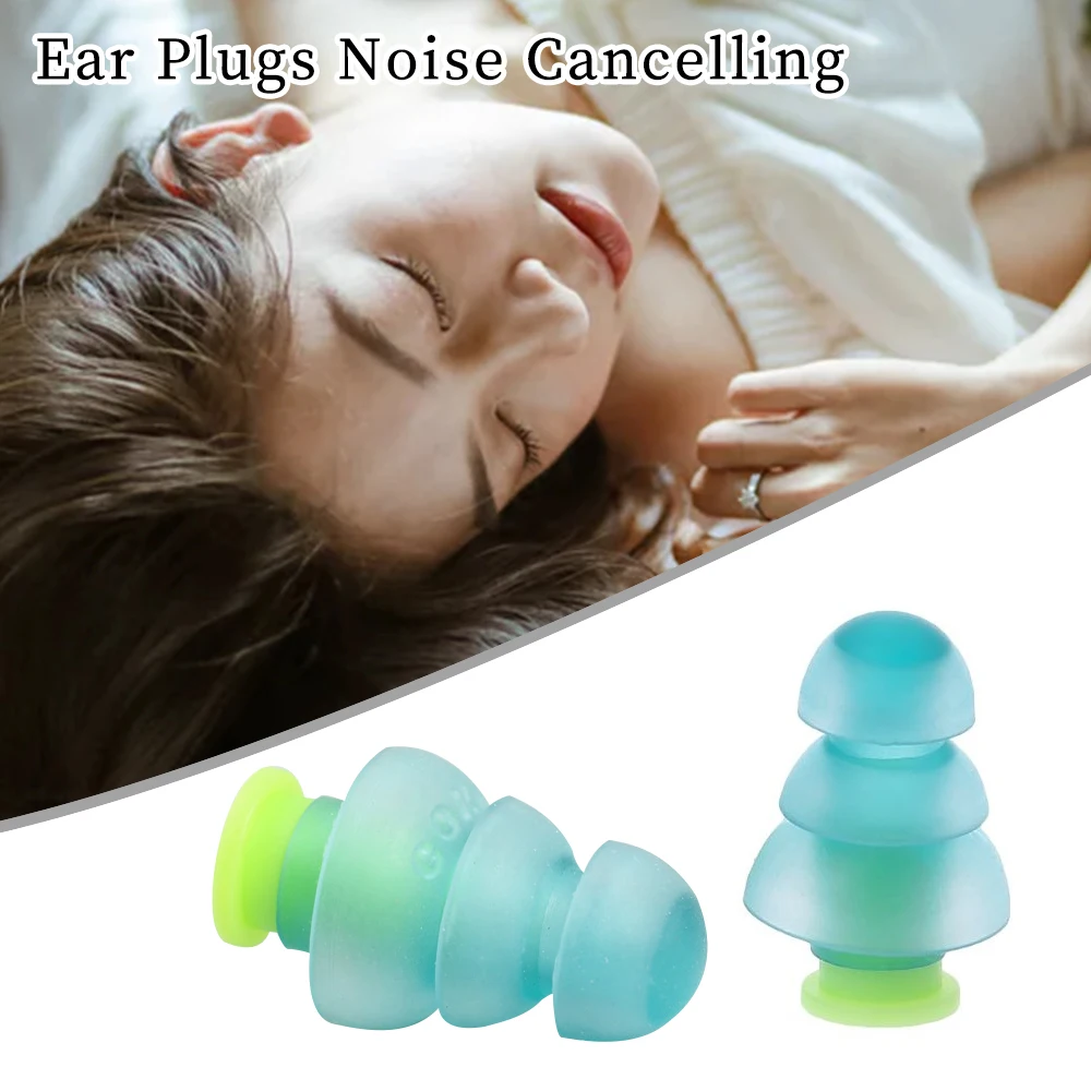 

1 Pair blue and green Silicone Earplugs Noise Cancelling Reusable Soft waterproof Ear Plugs Hearing outdoor accessories