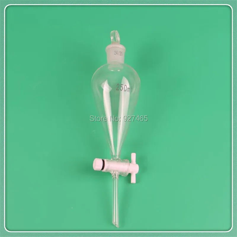 Torneira de Ptfe Forma de Pêra com Padrão de Terra Vidro Piriforme Separação Funil ml Comum 24 - 29 ns 250 2 de Ptfe, Forma de pêra, com padrão de terra comum 24 29 NS