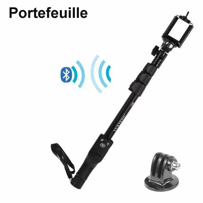 Portefeuille Extendable Selfie Stick Monopod Holder Bluetooth Remote Tripod Mount Adapter for Cellphones Gopro Hero 6 5 Cameras (1)