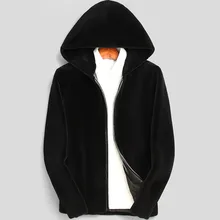 AYUNSUE, мужское меховое пальто, настоящая зимняя стрижка овец, шерстяное пальто, мех с капюшоном размера плюс, короткие пальто и куртки, мужские LSY070110 KJ807