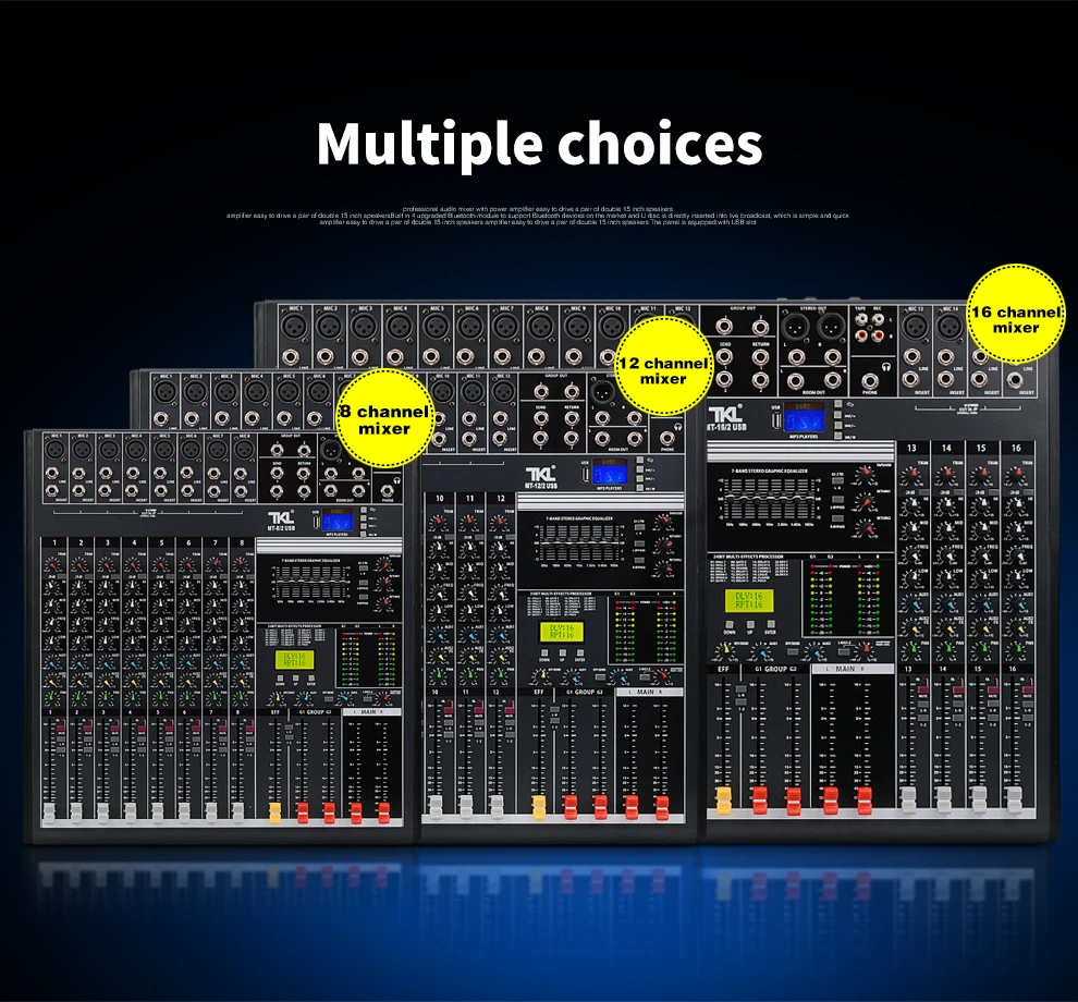 TKL контрольно-8-канальный цифровой Mixer Профессиональное аудио микшерная реверберации и Bluetooth 2USB DJ смесители