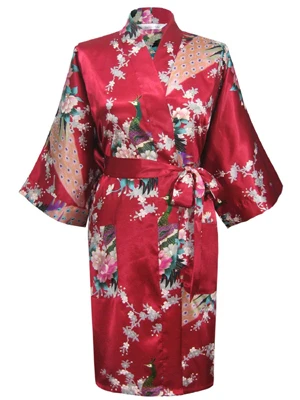 Женское Новое поступление халат китайский стиль кимоно окрашенный кафтан халат платье с поясом Павлин много цветов пижамы Халаты