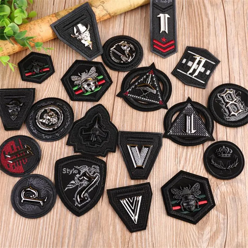 10pc Fashion Metal Leather Applique Clothing Embroidery Patch Fabric