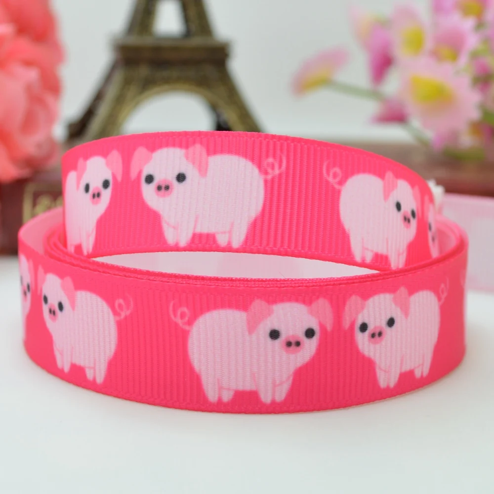 DUWES 5/8&quot 16mm Animal pig grosgrain ribbon hai rbow DIY handmade OEM 50YD |