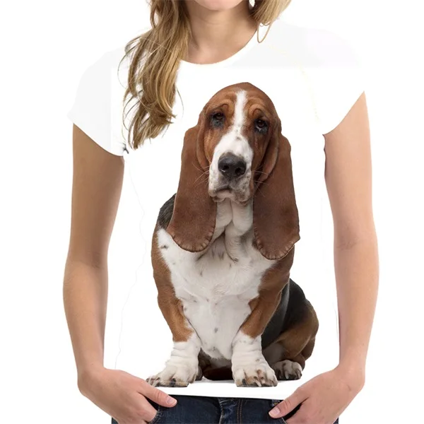 FORUDESIGNS/Милая женская летняя футболка с 3D принтом собаки басет Хаунд модные брендовые женские футболки дышащая футболка с круглым вырезом и коротким рукавом - Цвет: CJ0368BV