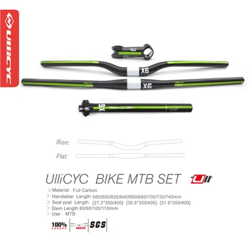 

ULLICYC Hot Sale x6 Fast Shipping 3k Carbon Handlebar Set MTB Bike Handlebar + Seatpost + Stem + Bike Parts