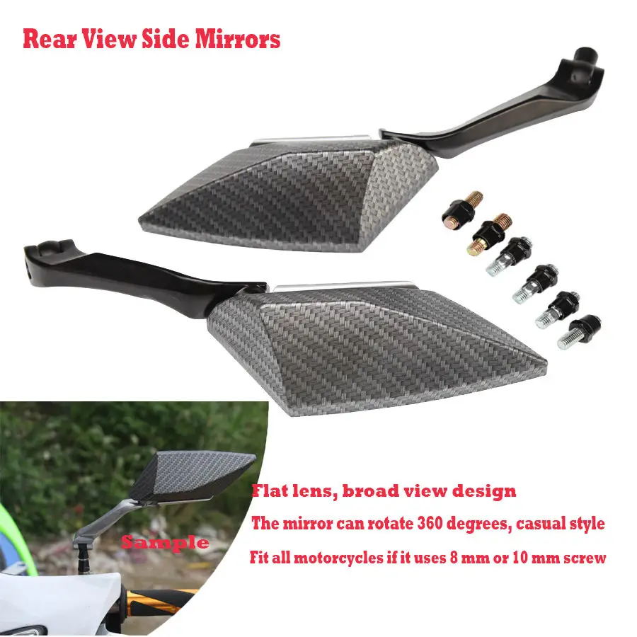 

One Pair Universal Motorcycle ATV Rearview Rear View Side Mirrors 8mm 10mm
